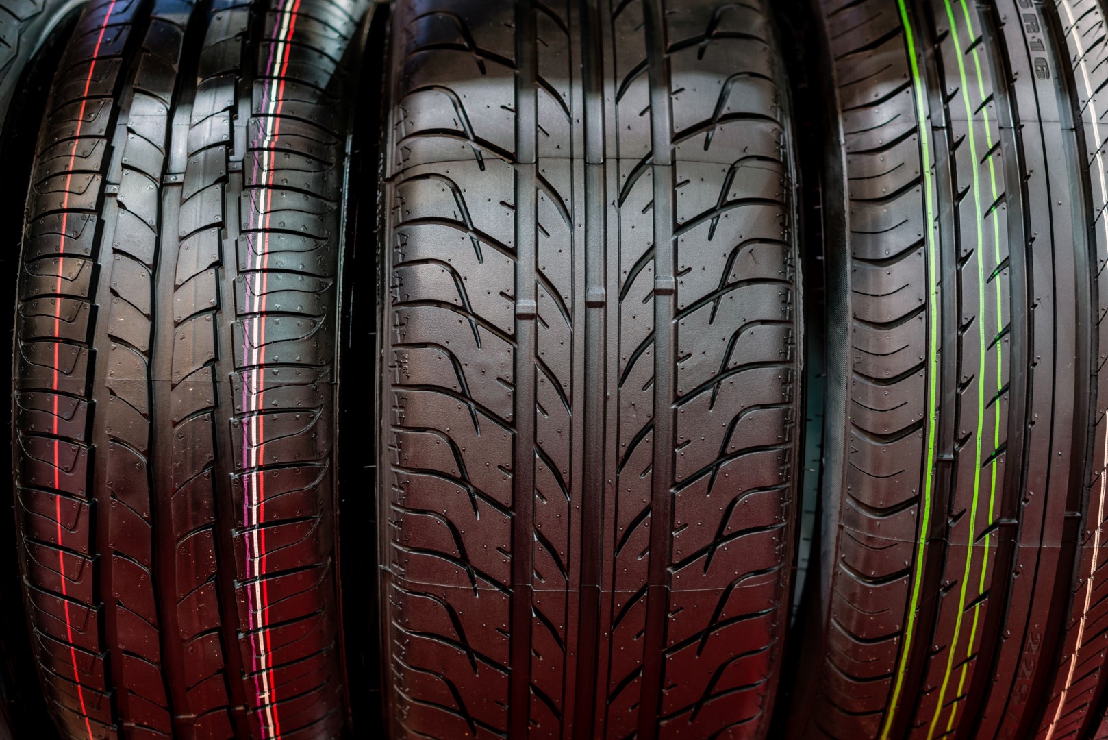 new tires standing side by side
